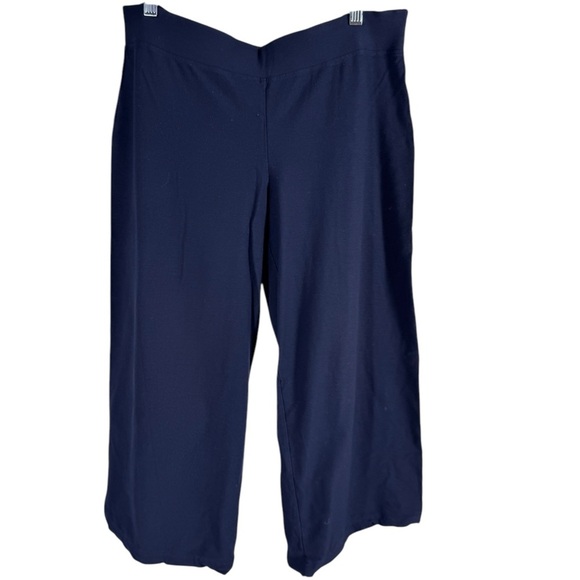 Eileen Fisher Wide Leg Viscous Stretch Knit Crop Pant Pull On Elastic Waist Med - Picture 2 of 3